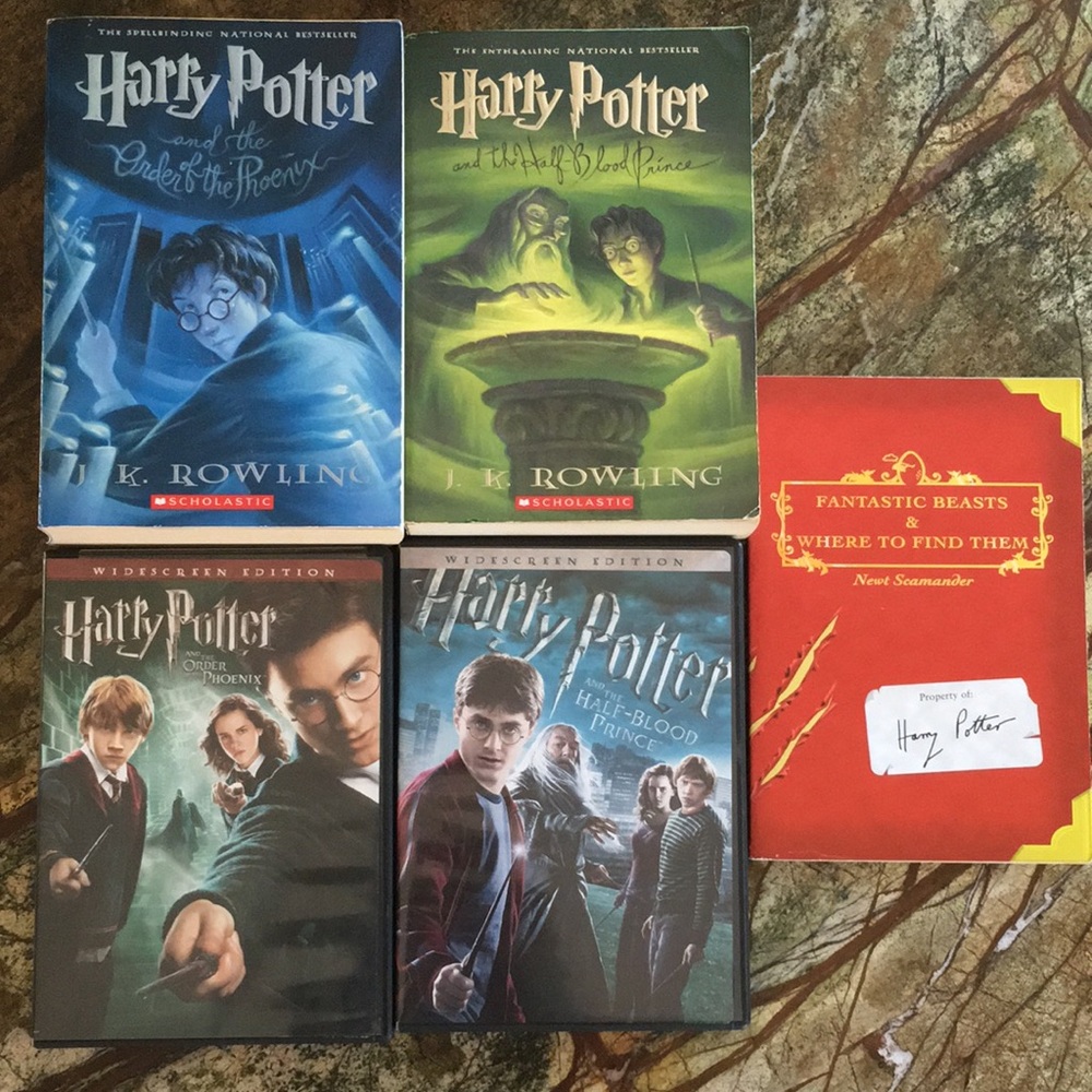 Harry Potter Books 5&6 + matching DVDs: Order of Phoenix / Half Blood Prince